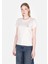 Slim Fit Yuvarlak Yaka Baskılı Kadın Beyaz Kısa Kol Tişört 1