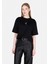 Regular Fit Yuvarlak Yaka Baskılı Kadın Siyah Kısa Kol Tişört CL1073464 1
