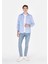 Regular Fit Shirt Neck Çizgili Erkek Mavi Uzun Kol Gömlek CL1073113 3