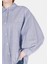 Relaxed Fit Shirt Neck Çizgili Kadın Mavi ¾ Kol Gömlek CL1073303 3