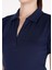 Slim Fit Polo Yaka Düz Kadın Lacivert Kısa Kol Tişört 4