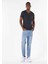 Slim Fit V Yaka Düz Erkek Lacivert Kısa Kol Tişört 1