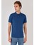 Slim Fit Polo Yaka Düz Erkek Mavi Kısa Kol Tişört 1
