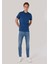 Slim Fit Polo Yaka Düz Erkek Mavi Kısa Kol Tişört 2