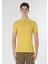 Slim Fit Polo Yaka Düz Erkek Sari Kısa Kol Tişört 4