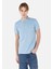 Classic Fit Polo Yaka Düz Erkek Mavi Kısa Kol Tişört 1