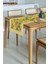 Sarı Zemin Botanik Çiçekler Tasarımlı Lazer Kesim Runner 48X135CM 1