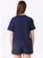 Bisiklet Yaka Baskılı Lacivert Kadın T-Shirt F5SL-TST0465 5