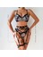 Siyah Leopar Desenli Deri Jartiyer Takım - Asi Lingerie Set 1