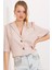 Krem Çift Düğmeli Oversize Crop Keten Ceket 0706 2