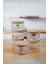 6'lı Kare Ahşap Vakumlu Kapaklı Cam Kahvaltılık - Saklama Kabı & Çerezlik - 225 ml 4