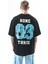 Erkek None Three Baskılı Oversize T-Shirt Siyah 1
