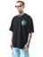Erkek None Three Baskılı Oversize T-Shirt Siyah 3