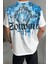 Beyaz Souvenir Baskılı Oversize T-Shirt 4