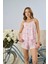 Ip Askılı Şortlu Pembe Desenli Pijama Takımı - 2780 1