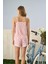Ip Askılı Şortlu Pembe Kalp Desenli Pijama Takımı - 2780 2