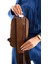 Unisex Suni Deri ve Kanvas Kumaş Çapraz Göğüs ve Omuz Çantası Body Bag - Taba 5