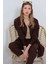 Kahverengi Oversize Keten Alt Üst Takım 6622 1