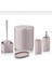 Şık Bej Akrilik 5'li Banyo Seti, Plastik Malzeme, Nikelaj Detaylı 1