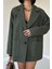 Haki Çizgili Oversize Ceket 3