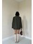 Haki Çizgili Oversize Ceket 4