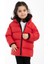 Kız Çocuk Kırmızı Içi Polarlı Kapüşonlu Su Geçirmez Rüzgara Dayanıklı Şişme Kışlık Mont & Kaban 1