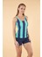 Şortlu Çizgi Desenli Tankini Mayo - Mavi Lacivert 3