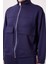 Koyu Mor Yumuşak Dokulu Dik Yaka Oversize Kargo Cepli Kadın Crop Top Sweatshirt - 97301 2
