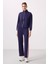 Koyu Mor Yumuşak Dokulu Dik Yaka Oversize Kargo Cepli Kadın Crop Top Sweatshirt - 97301 5