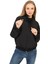 Kadın Siyah Dik Yaka Su ve Rüzgar Geçirmez Oversize Crop Mevsimlik Yağmurluk Rüzgarlık Rys-Y-30 1