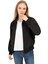 Kadın Siyah Dik Yaka Su ve Rüzgar Geçirmez Oversize Crop Mevsimlik Yağmurluk Rüzgarlık Rys-Y-30 3