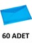 60 Adet Şeffaf A4 Çıtçıtlı Dosya Zarf Dosya Mavi 2