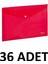 36 Adet Şeffaf A4 Çıtçıtlı Dosya Zarf Dosya Kırmızı 2