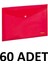 60 Adet Şeffaf A4 Çıtçıtlı Dosya Zarf Dosya Kırmızı 2
