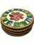 4'lü Red Flower Design Sedef Kaplama Rattan Bardak Altlığı 1