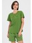 Kadın Pamuklu Büyük Beden Yeşil Kısa Kol Şort Pijama Takımı 1