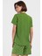Kadın Pamuklu Büyük Beden Yeşil Kısa Kol Şort Pijama Takımı 4