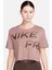 Pro Dri Fit Graphics Loose Fit T-Shirt Kadın Crop Büyük Beden Günlük Tişört Kahve 1