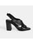 Siyah Kadın Toka Detaylı Slingback Deri Sandalet 1
