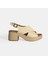 Krem Kadın Toka Detaylı Slingback Deri Sandalet 1