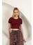 Çilek Viskon Kumaş Basic Crop-Bordo 3