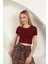 Çilek Viskon Kumaş Basic Crop-Bordo 4