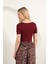 Çilek Viskon Kumaş Basic Crop-Bordo 5