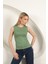 Çilek Viskon Kumaş Basic Bluz-Haki 1