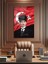 Atatürk Portre ve Türk Bayrağı Dikey Cam Tablo, Modern Duvar Dekoru , Kurum Ofis Iş Hediyelik Tablo 2