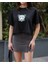 Kadın Bisiklet Yaka Kısa Kollu Oversize Crop Tshirt 5