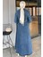 Bel Bağlamalı Jean Kot Elbise Ceket Tesettür İkili Takım P-00015806 4