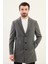 Düz Antrasit Slim Fit Mono Yaka Klasik Erkek Kaşe Kaban 1