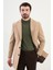 Düz Bej Slim Fit Mono Yaka Klasik Erkek Kaşe Kaban 3