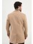 Düz Bej Slim Fit Mono Yaka Klasik Erkek Kaşe Kaban 4